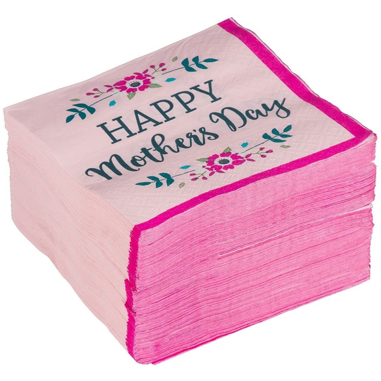 Happy Mother’s Day Paper Napkins, Floral Party Supplies (5 In, Pink, 150 Pack)